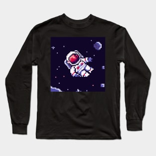 space man astronaut pixel art Long Sleeve T-Shirt